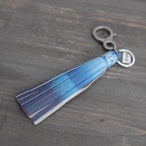 Brighton "Sea Meets Sky" Large Bag Tassel Key Ring Blue NWT 5" Faux Leather